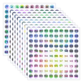 30 Blatt Klebepunkte Zahlen Aufkleber, 1-1000 Number Stickers, 10 mm Klebezahlen, Wetterfest Zahlennaufkleber, Selbstklebende Runde Aufkleber, zum Aufkleben Sortieren Inventars Organisieren Codieru