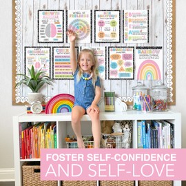 9 Mental Health Posters For Classroom - 11x14" School Counselor Office Decor, Power of Yet & Growth Mindset Poster, School Counseling Posters Elementary - Pastel Classroom Decor