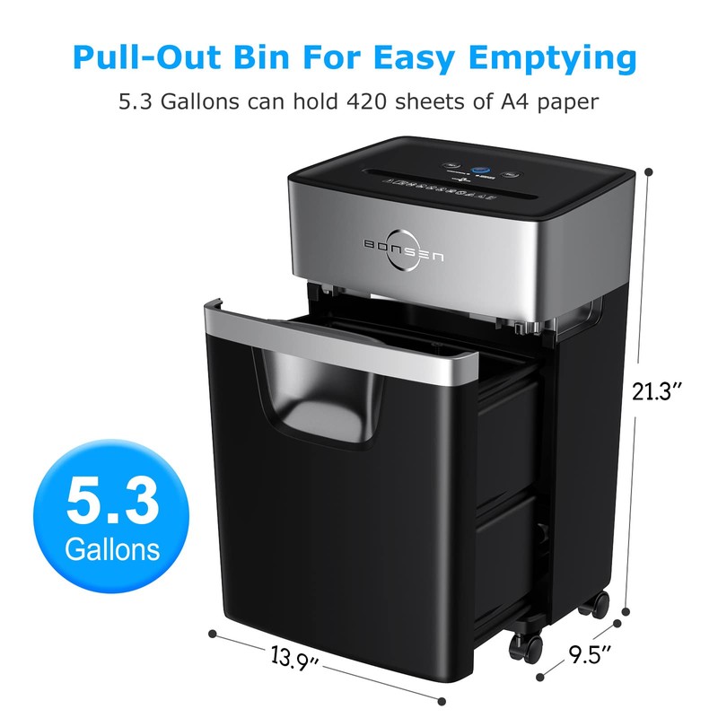 BONSEN 16-Sheet Heavy Duty Paper Shredder for Office, 60-Minute Running
