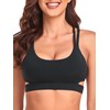 RELLECIGA Women's Black Scoop Neck Strappy Cutout Sport Bra Fitness