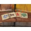 IVEI Sanjhi print wooden coasters set of 4