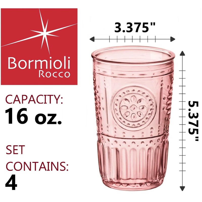 Bormioli Rocco Romantic Set Of 4 Cooler Glasses, 16 Oz.