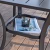 VICLLAX Small Patio Dining Table for 2/4, Square Metal Slatted