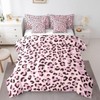 Feelyou Pink Leopard Print Comforter Set with Sheets Twin Size