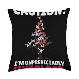 Origami Master Folding Paper Craft Origami Cranes Unpredictably Japanese Paper Folding Throw Pillow, 18x18, Multicolor