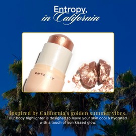 ENTROPY MAKEUP Cool Stick Body Highlighter Golden Hour, 70% Water-Rich Skincare Formula, Jelly Gel Texture, Crystal Silver & Gold Pearl Glow, Lightweight Cooling Hydration, Compact Precise Application