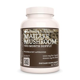 Remedy's nutrition Maitake Mushroom 1,000mg Vegan Capsules Dietary Supplement - Non-GMO, Gluten Free, Dairy Free - Two Month Supply (60 Count)