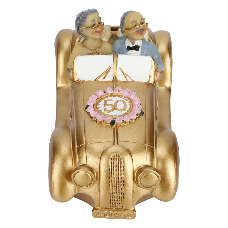 Old Couple Resin Grandma and Grandpa Car Model Saving Pot