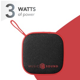 Music Sound - MINI - Bluetooth Speaker - 3 Watt Power - 4 Hours Playtime - Compact and Portable - Soft and Colorful Fabric Surfaces - Red