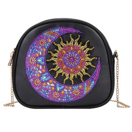 VVBAOZI 5D DIY Special Shaped Handbag Diamond Painting Sun and Moon Crystal Rhinestone Leather Diamond Art Purses with Chain for Adults(Size:7.5''x7'')