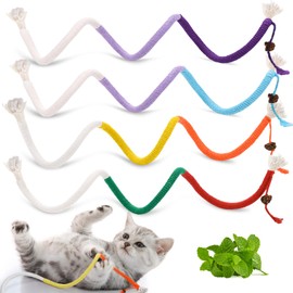 GSrenyu 4 Pack Catnip Toys for Cats, 70cm Cat Toys for Indoor Cats Adult, Cat Springs Kitten Teething Toys with Gall Fruit, Engaging Catnip Toys Chew Rope for Teething Cats