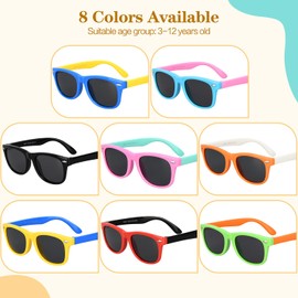 Mdvora Kids Polarized Sunglasses, Toddler Sunglasses UV Protection Flexible Rubber Glasses Shades(2pcs, Blue-yellow and Black)