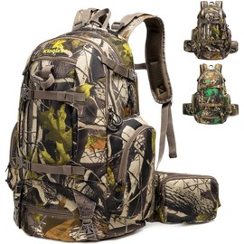 Hunting Backpack,Outdoor Gear Hunting Pack with Rain Cover,Durable Large Capacity Hunting Day Pack. (KHAKI CAMO) - Color: Green Camo