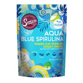 Suncore Foods Organic Aqua Blue Spirulina Powder, 2 oz (1 Bag), Gluten-Free, Non-GMO, Plant-Based, Perfect for Food Coloring, Baking, Drinks, Smoothies, and More