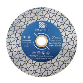 Diamond Saw Blade Tile Cutting Disc - BRSCHNITT 5 Inch for Cutting Granite Porcelain Ceramic Marble Artificial Stoneware Edge Grinding for 7/8”- 5/8” Arbor Angle grinde