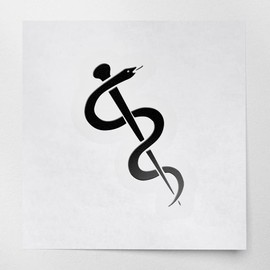 Decal Stickers of Aesculapian Staff Rod of Asclepius (Black) (Set of 2) Luxury Weatherproof Vinyl Decal Stickers for Laptop Desktop Smartphone Car Dirt Bike Wall Room Mason Jar - ANDstic792234BL