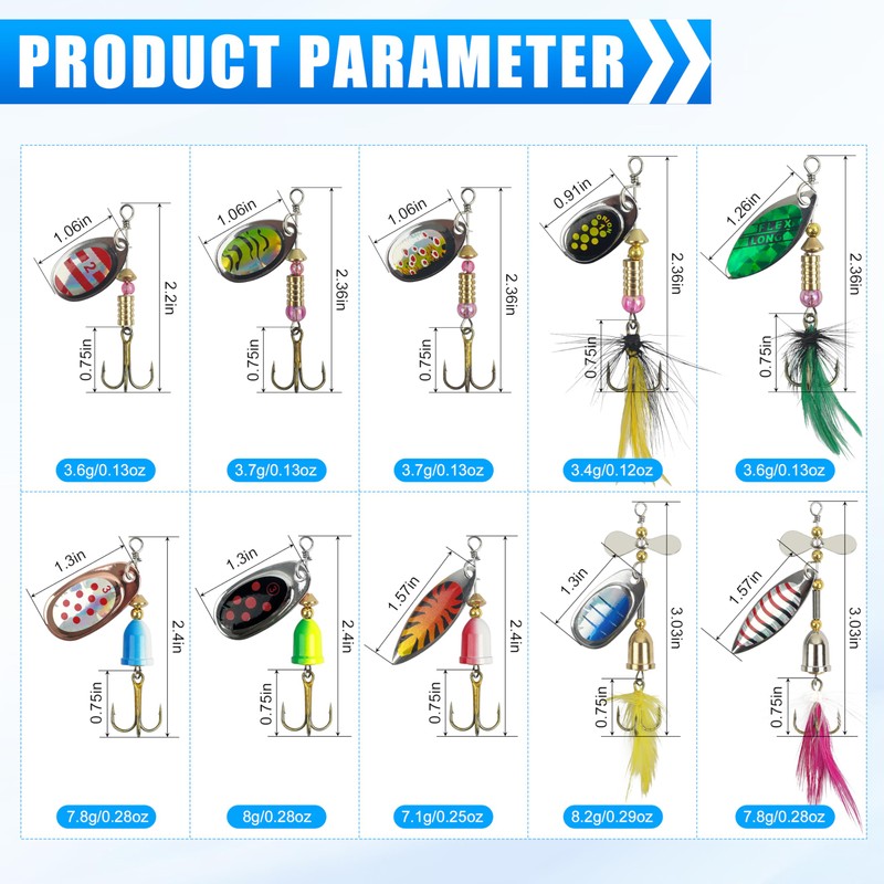 Fishing Lures Spinnerbait Kit, Rooster Tail Fishing Lures Inline Spinner