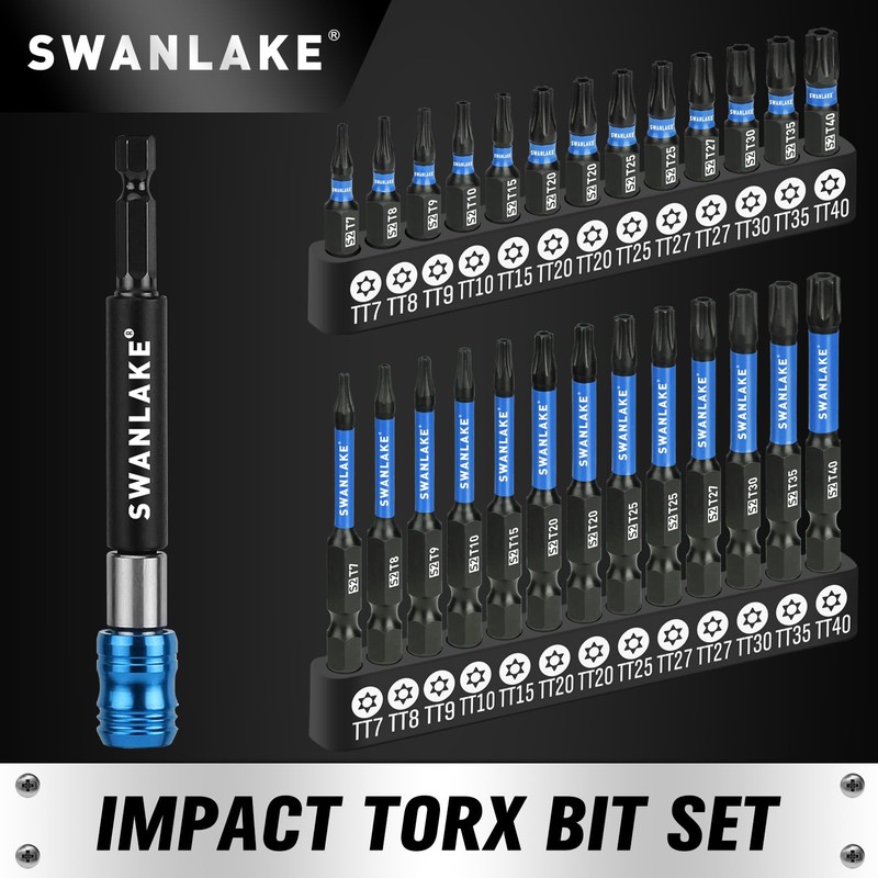 SWANLAKE Impact Torx Bit Set, 27-piece 1''&2'' Security Tamper Proof