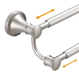 Hoimpro Adjustable Retractable 15-27 Inches Stainless Steel Bathroom Towel Bar, Bathroom Accessories Bath Hotel Double Towel Bar Rod Hanger Wall Mounted Towel Holder Towel Rack, Brushed Nickel