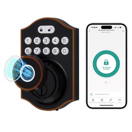 CHEN LCLILICHEN Smart Fingerprint Door Lock, Keyless Entry Deadbolt with Electronic Keypad, Bluetooth App Control, One Time Code, IP65 Weatherproof, for Front Door/Home/Office (Oil Rubbed Bronze)