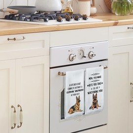 Tzhim German Shepherd Gifts Kitchen Towels Set of 2, German Shepherd Gifts for Women Dish Towels Tea Towels for Kitchen, German Shepherd Dog Hand Towels, Dog Kitchen Bathroom Decor, 16x24inch