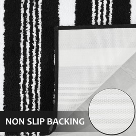 LOCHAS Bathroom Rugs, 24" x17" Bath Rug Non Slip Absorbent, Washable Microfiber Bathroom Mat Luxury Fluffy Soft, Shaggy Bath Mats for Shower Quick Dry, Black