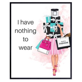 Fashion Wall Decor for Women - Glam Decor - Designer Wall Art - High Fashion Wall Art - Bathroom, Bedroom Decor for Women - I Have Nothing to Wear - Light Blue 8x10