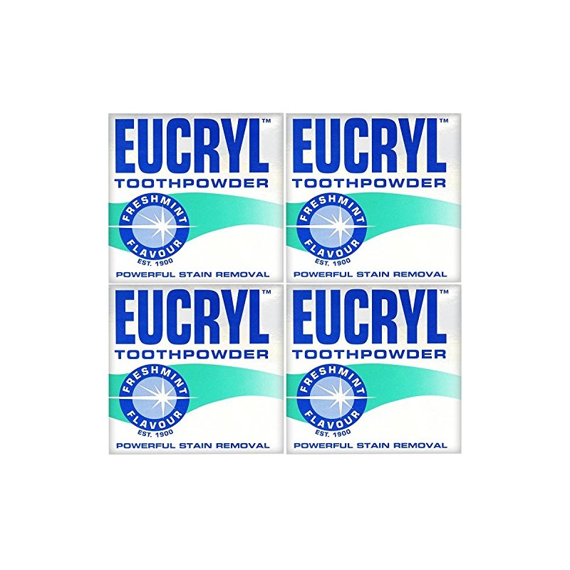 x4 Eucryl Smokers Tooth Powder Freshmint Flavour 50g