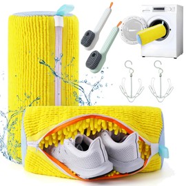 Shoe Washing Net, Set of 2, Shoe Washing Net, Shoe Net, Shoe Net, Shoe Cleaning Net, Shoe Hanger, Includes Shoe Brush, Non-woven Shoe Bag Included, Removes Stains, Washing Shoes in a Washing Machine,