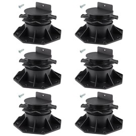 Fardtry 6 Pcs Joist Support Pedestals, Adjustable Plastic Pedestal Pavers Raising from 2-3/8" to 5-1/2", Deck Blocks Foundation with Screws for Flooring, Timber Base