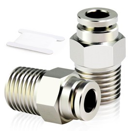 TAILONZ PNEUMATIC 304 Stainless Steel Male Straight 6mm OD 1/8 BSP Push-Fit Fittings PC6-01 (Pack of 2)