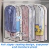 3 Pcs Clothing Dust Covers with Full Zipper, Transparent Plastic