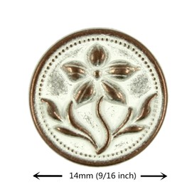 Bezelry 12 Pieces Gentianaceae Flower Metal Shank Buttons. 14mm (9/16 inch) (Copper White Patina)