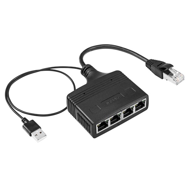 SinLoon Gigabit RJ45 Network Splitter Adapter, 1 to 4 Ethernet Splitter 1000Mbps High Speed LAN Network Splitter 4 Devices Share Internet Simultaneously (1 to 4 Male Gigabit)