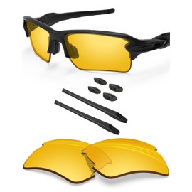 BLAZERBUCK Replacement Lenses & Sock Kit for Oakley Flak 2.0 XL OO9188 - High Intensity Yellow