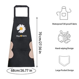 mellystore Apron Women Men 2 Pieces Cooking Apron with Large Pocket Kitchen Apron Barbecue Apron Waterproof Bib Apron Adjustable Neck Strap for Cooking Baking Painting Housework Black White,
