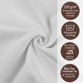 chambry 100% Linen Stonewashed Tablecloth, Handmade in Germany, Choice of Size and Colour, High-Quality and Sustainable Table Linen Made of Natural Material, White, 110 cm x 140 cm