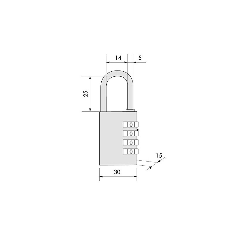 CISA 21190 Professional Plus 2 Combination Padlock, Brass, 30 mm