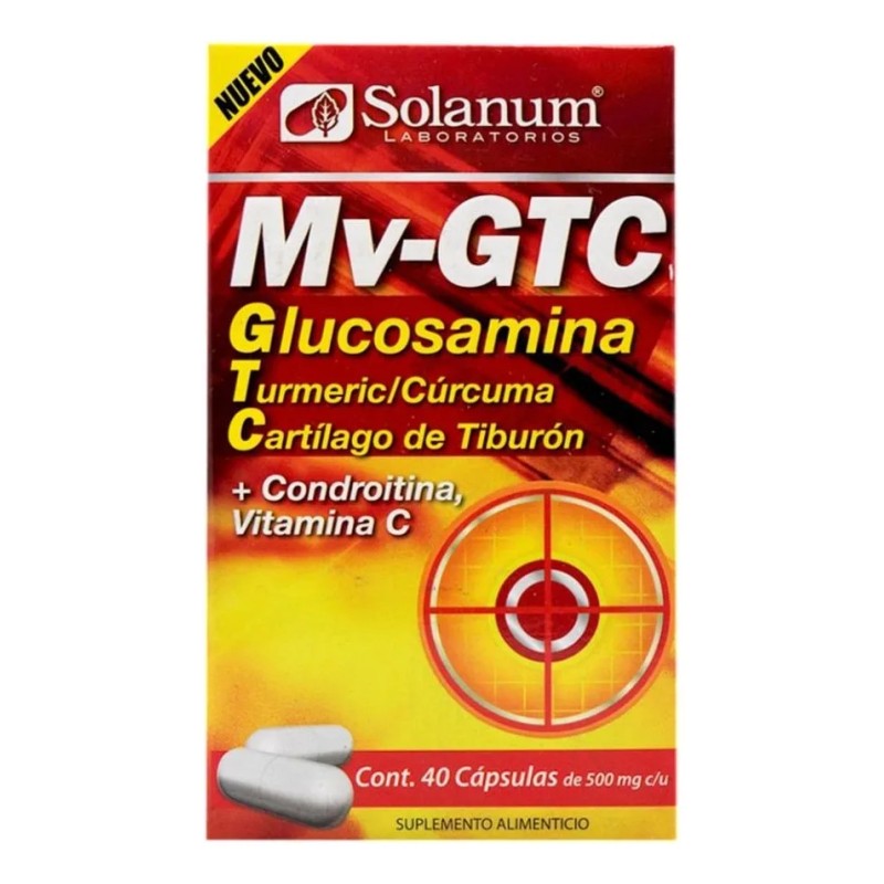 Glucosamina Turmeric/cúrcuma Cartilago Tiburon Solanum 40cap Sabor Sin Sabor