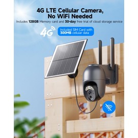 4G LTE Cellular Security Camera Wireless [2 Pack], Wireless Outdoor No WiFi Security Camera, 2K Color Night Vision, 360° Live View, Motion Detection, 2 Way Talk(128G Memory Card&SIM Card Included)