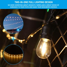 LEONLITE LED Outdoor String Lights 48FT, Summer Outdoor Decorations, Commercial Grade Copper Wire, Max Connection 6 Sets(288FT), 120V UL Plug, Clear Grey Fairy Neon Light String, 24 E26 Bulb Sockets