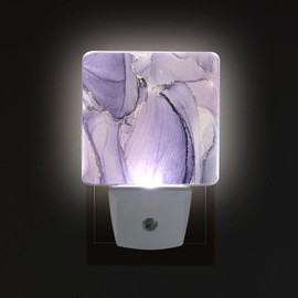BOENLE Purple Marble Lavender Liquid Night Lights 2 Pack Plug-in Wall Led Nightlight Auto Dusk-to-Dawn Sensor Lamps for Bedroom Kitchen Bathroom Hallway Stairs