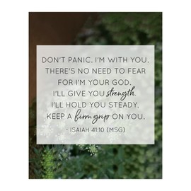 Isaiah 41:10 "Don't Panic I'm With You" Scripture Inspirational Christian Religious Wall Art - Home Office Bedroom Living Room Decor, Faith Gifts - 8x10 Unframed Print