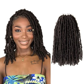 8 Packs Butterfly Locs Crochet Hair 14 Inch Light Weight Butterfly Faux Locs Crochet Hair Short Brown Distressed Butterfly Locs, 4#