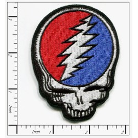 Patchwork Paradise Grateful Dead Steal Your Face Skull Embroidered Iron On Patch - Rock Band