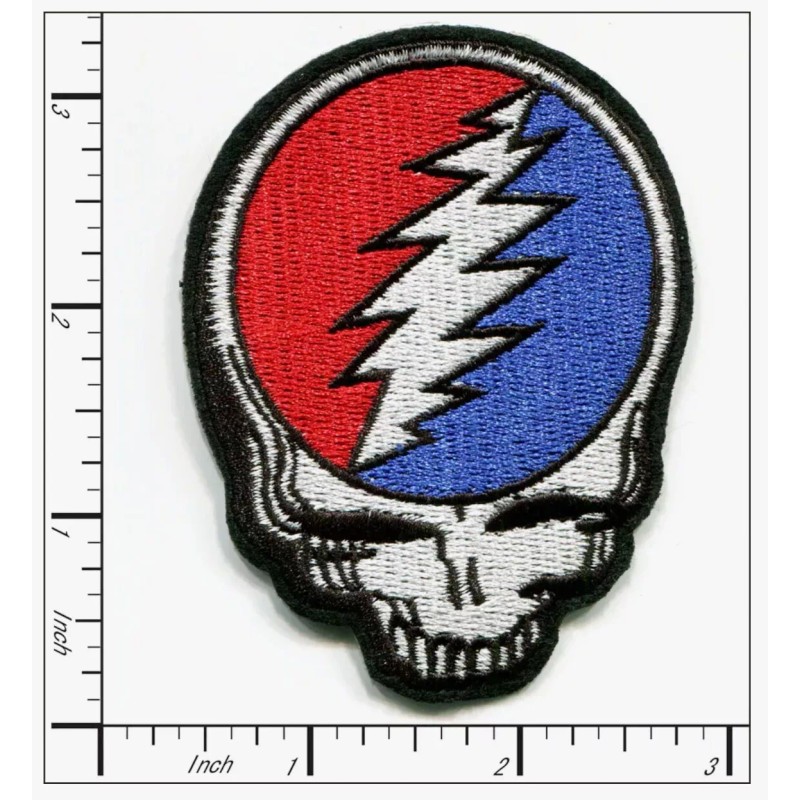 Patchwork Paradise Grateful Dead Steal Your Face Skull Embroidered Iron