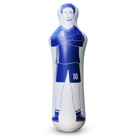 Inflatable Football Dummy Goalkeeper Air Mannequin Free Kick Defender Wall Football Practice Tumbler for Dribbling Wall Passing Drills (Blue)