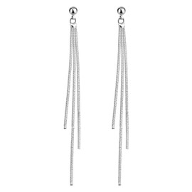Silver Dangle Earrings for Women, Exquisite Long Tassel Chain Drop Dangler Fashion Pendant Threader Earrings Statement Jewelry Accessories Gift for Birthday Prom Dinners