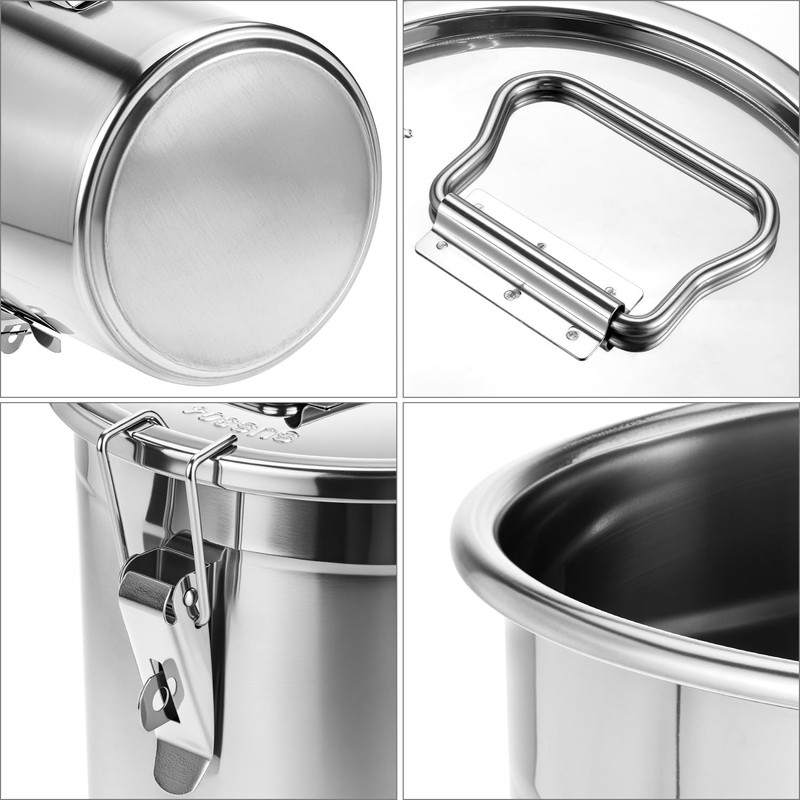 QWORK Food Storage Canisters, 6L/1.6Gal 304 Stainless Steel Flour Rice