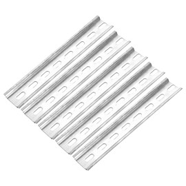 sourcing map DIN Rail Slotted Aluminum Mounting Guide 11 Inch x 1.4 Inch x 0.3 Inch for Equipment Installation Pack of 5 Pcs, Silver Tone